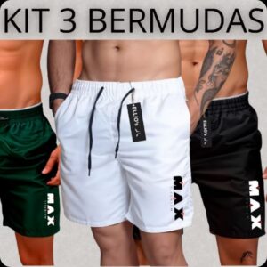KIT Bermudas Mauricinho Masculina Esportiva - Max Titanium - Short Unidade Academia Corrida Treino Tecido Leve