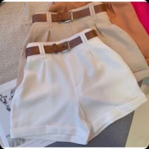 Kit 2 Shorts Alfaiataria Feminina Social Cintura Alta Disfarça Barriga